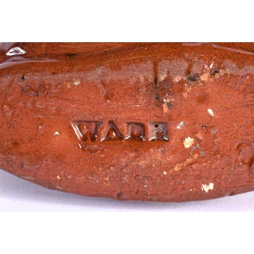 10 - AN EXTREMELY RARE UNIQUE WADE TWIN HANDLED POTTERY FLASK bearing personal inscription to the body. 1... 