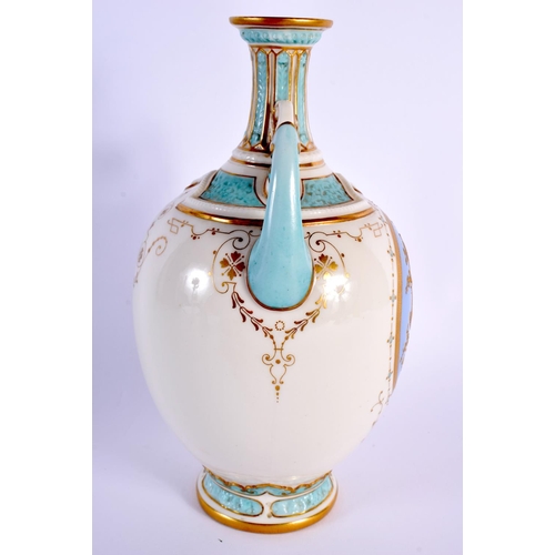 101 - Royal Worcester fine and rare vase with elaborate chased gilt bird decoration in Japanese style by T... 