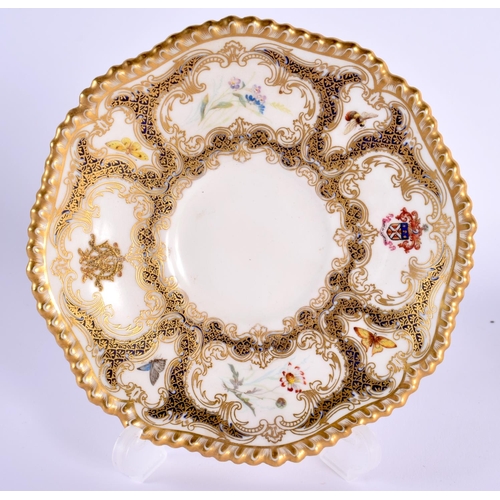 146 - Royal Worcester coffee cup and saucer made for the Scottish Walker Clan having intricate gilding and... 