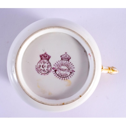 146 - Royal Worcester coffee cup and saucer made for the Scottish Walker Clan having intricate gilding and... 