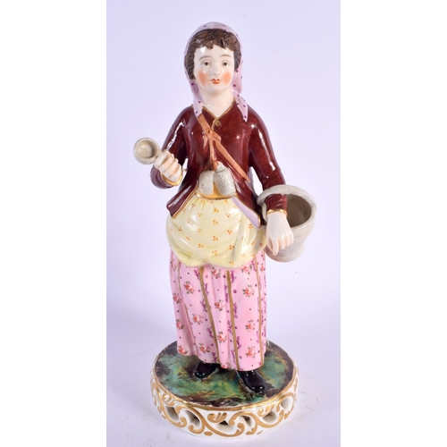 15 - AN UNUSUAL ANTIQUE DERBY KING STREET FIGURE OF A FEMALE modelled by Larcombe. 22 cm high.