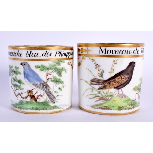 158 - Early 19th century Sevres cup painted with a bird in landscape, incised marks, and two rare Brussels... 