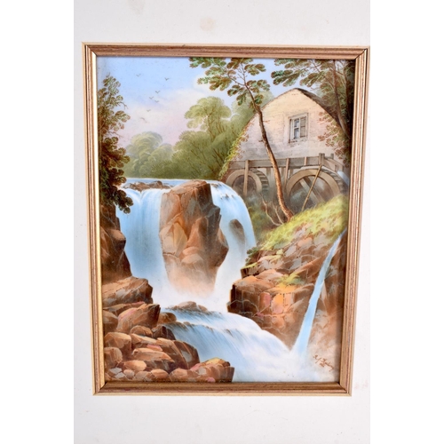 198 - English porcelain plaque painted with Pandy Mill and Fall Brettwo-y-Coed, North Wales, painted and s... 