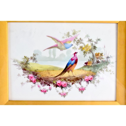 201 - ROYAL CROWN DERBY PORCELAIN PLAQUE ARTIST CUTHBERT GRESLEY, signed: Birds in Landscapes, Gresley is ... 