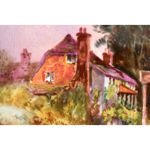 202 - 19th century English porcelain plaque painted with a country pub scene. 16x23cm