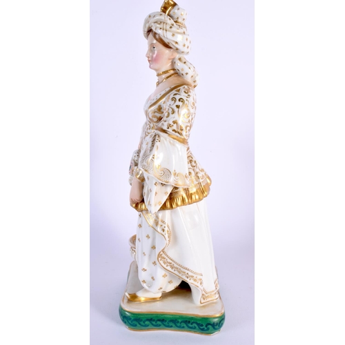 236 - A FINE PAIR OF EARLY 19TH CENTURY FRENCH PARIS PORCELAIN FIGURES depicting Turks, modelled as a male... 