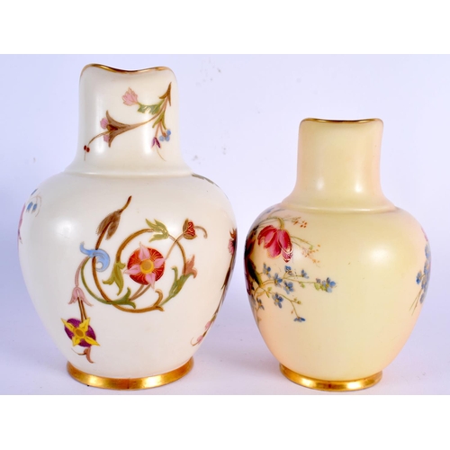 237 - TWO ROYAL WORCESTER PORCELAIN JUGS. Largest 14 cm x 11 cm. (2)