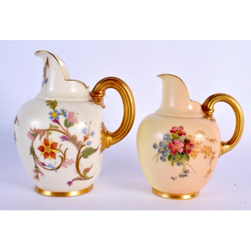 237 - TWO ROYAL WORCESTER PORCELAIN JUGS. Largest 14 cm x 11 cm. (2)