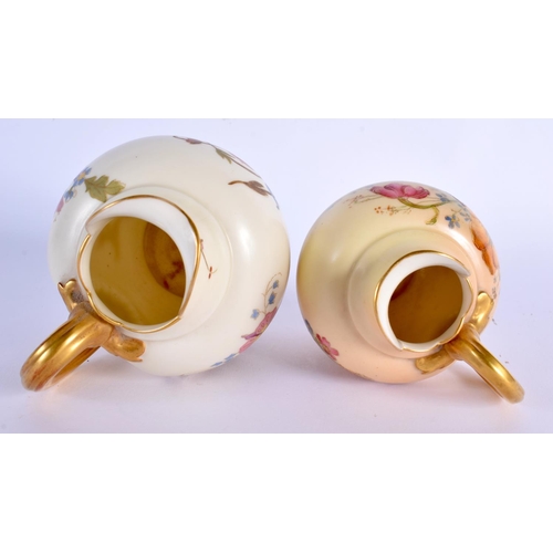 237 - TWO ROYAL WORCESTER PORCELAIN JUGS. Largest 14 cm x 11 cm. (2)