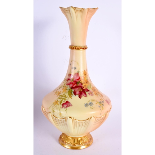 246 - AN ANTIQUE TWIN HANDLED ROYAL WORCESTER PORCELAIN VASE together with a similar vase & a Worcester fr... 