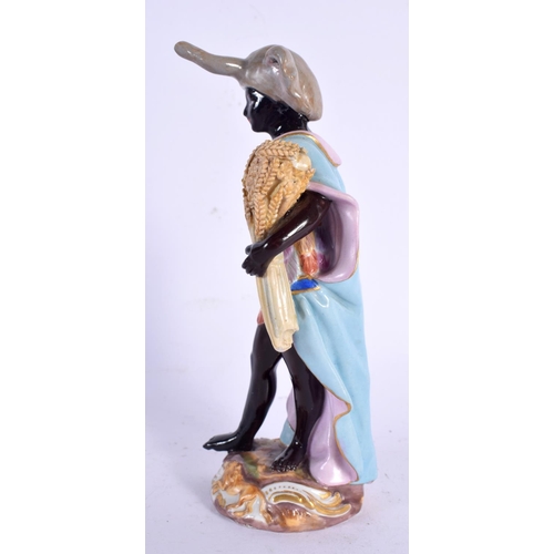 253 - A 19TH CENTURY MEISSEN PORCELAIN FIGURE OF A MALE modelled wearing an elephant mask head. 16 cm high... 