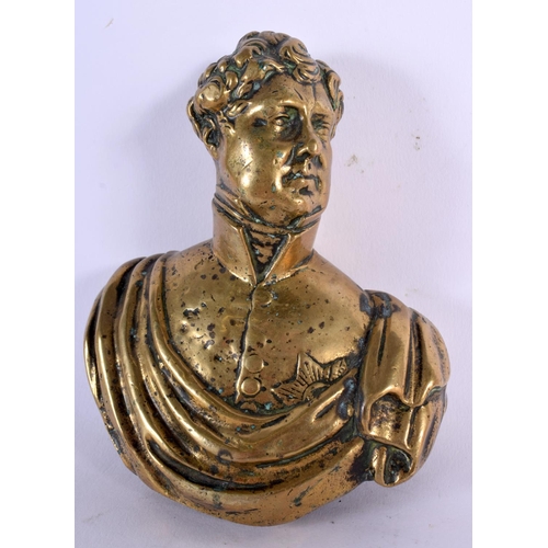 266 - AN ANTIQUE EUROPEAN BRONZE BUST OF A MALE together with a gilt metal figure. Largest 14 cm x 10 cm. ... 