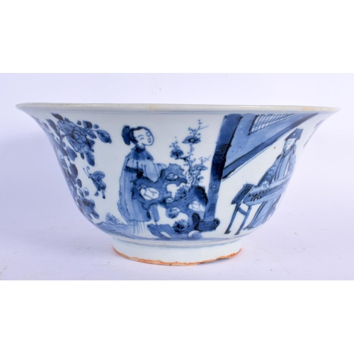 278 - A LARGE 17TH/18TH CENTURY CHINESE BLUE AND WHITE PORCELAIN BOWL Kangxi/Yongzheng. 25 cm x 12 cm.