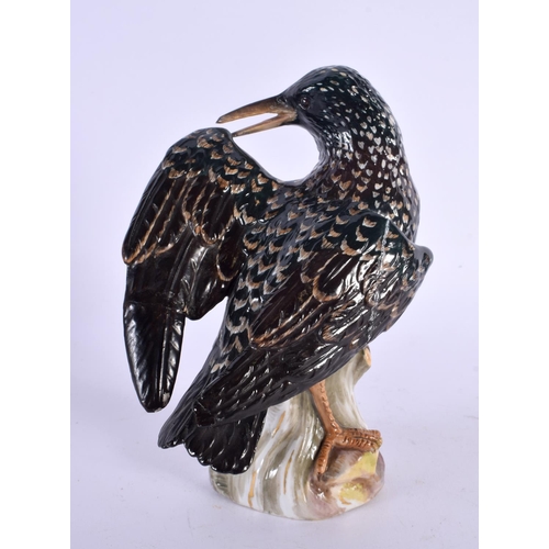 28 - A 19TH CENTURY MEISSEN PORCELAIN FIGURE OF A BIRD. 16 cm x 8 cm.