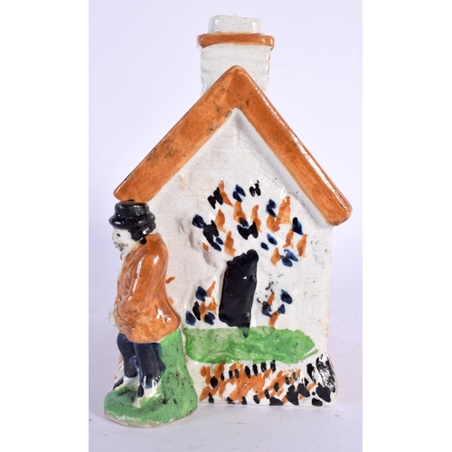 281 - AN ANTIQUE PRATTWARE MODEL OF A HOUSE. 14 cm x 10 cm.