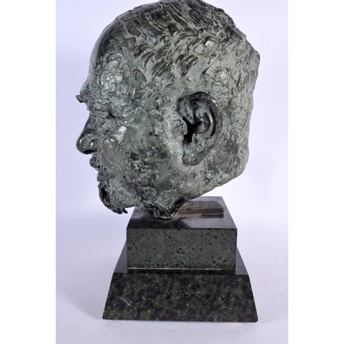 282 - Sir Jacob Epstein (1880-1959) Bronze, Russian Male, Marble plinth. 37 cm x 17 cm.