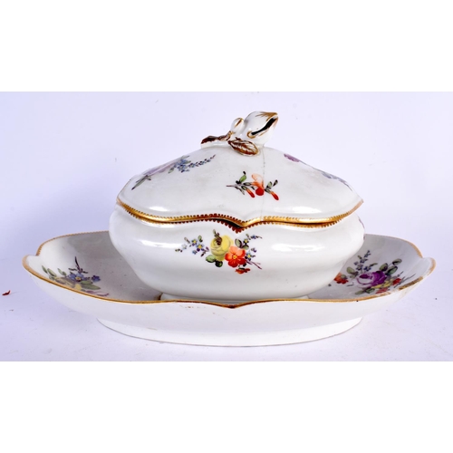 283 - A PAIR OF 18TH CENTURY MEISSEN PORCELAIN PLATES together with a tureen and cover. Largest 24 cm wide... 