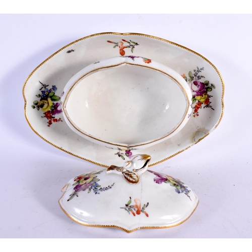 283 - A PAIR OF 18TH CENTURY MEISSEN PORCELAIN PLATES together with a tureen and cover. Largest 24 cm wide... 