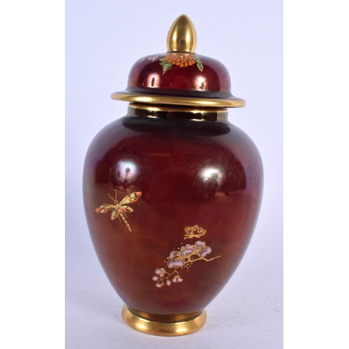 284 - AN ART DECO CARLTONWARE GINGER JAR AND COVER together with a similar vase. Largest 23 cm x 13 cm. (2... 