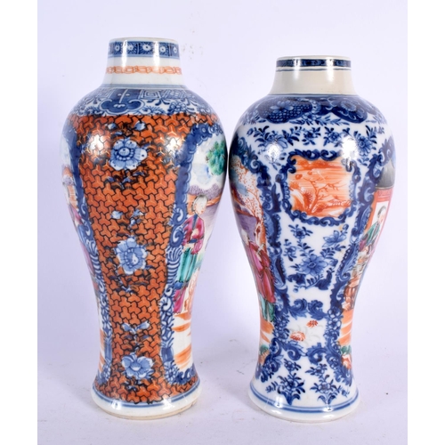 286 - A PAIR OF 18TH CENTURY CHINESE EXPORT FAMILLE ROSE VASES Qianlong. 20 cm high.