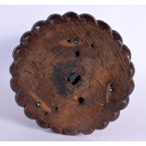 290 - A VICTORIAN CARVED OAK MODEL OF A TURRET. 18 cm x 8 cm.