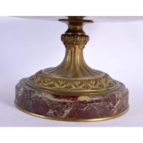 292 - A RARE 19TH CENTURY FRENCH ENAMELLED BRONZE AND MARBLE CENTREPIECE decorated with birds. 49 cm x 24 ... 