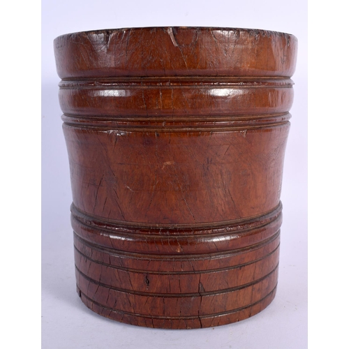 295 - A LOVELY 18TH CENTURY ENGLISH FRUITWOOD PESTLE AND MORTAR. Mortar 20 cm x 15 cm. (2)