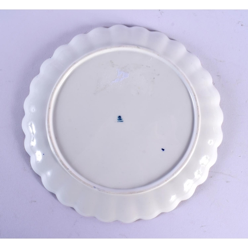 2 - A FINE ENGLISH COPELAND JEWELLED MIDNIGHT BLUE CABINET PLATE painted with a floral motif. 20 cm wide... 