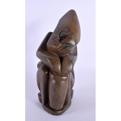 300 - A LARGE STYLISH AFRICAN CARVED STONE FIGURE of abstract form. 30 cm x 8 cm.