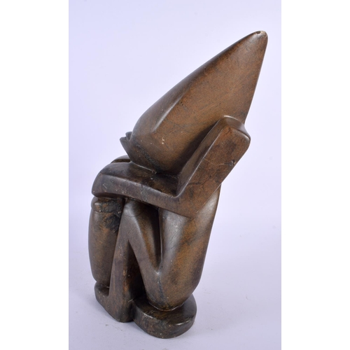 300 - A LARGE STYLISH AFRICAN CARVED STONE FIGURE of abstract form. 30 cm x 8 cm.