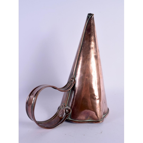 327 - A STYLISH ART NOUVEAU COPPER BEER MEASURE SERVING SCOOP. 30 cm high.