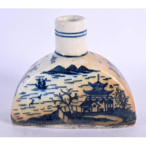 353 - A RARE 18TH/19TH CENTURY MIDDLE EASTERN PERSIAN VASE painted with Chinese landscapes. 13 cm x 13 cm.