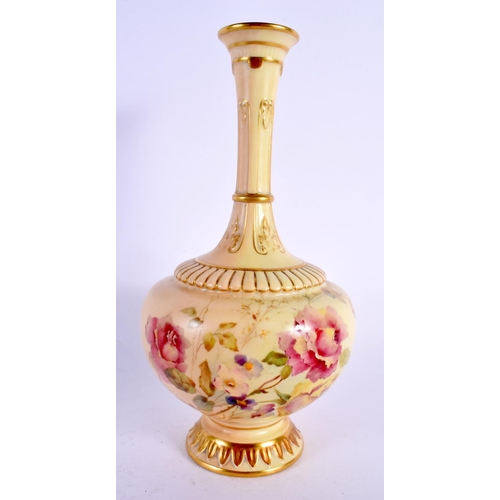 36 - A ROYAL WORCESTER PORCELAIN VASE painted with roses. 22 cm high.