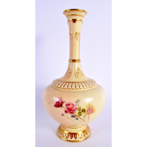 36 - A ROYAL WORCESTER PORCELAIN VASE painted with roses. 22 cm high.