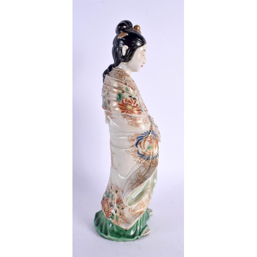 367 - A LARGE 19TH CENTURY JAPANESE MEIJI PERIOD SATSUMA FIGURE OF A FEMALE modelled in embellished robes.... 