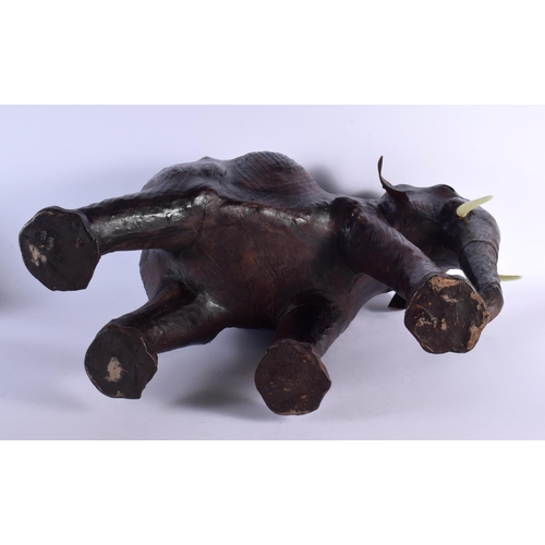 382 - A FINE LARGE EARLY 20TH CENTURY LIBERTY OF LONDON LEATHER ELEPHANT by Dimitri Omersa for Abercrombie... 