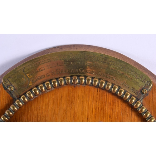 401 - A LOVELY VICTORIAN CARVED OAK BRONZE AND COPPER EQUESTRIAN DINNER GONG presented by the Choir of St ... 