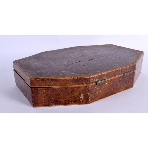 407 - AN INTERESTING VICTORIAN COUNTRY HOUSE SPECIMAN BOX containing shells, wax seals etc. 34 cm x 22 cm.