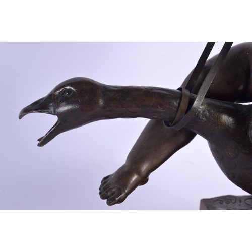 426 - French School (19th Century) Bronze, The swan strangler. 36 cm x 24 cm.