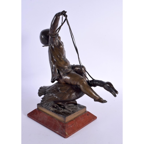 426 - French School (19th Century) Bronze, The swan strangler. 36 cm x 24 cm.