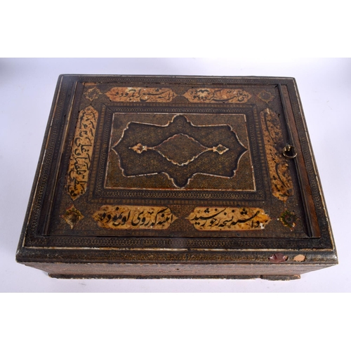 427 - A LARGE 19TH CENTURY MIDDLE EASTERN ISLAMIC MICRO MOSAIC CASKET decorated with kufric scripture. 38 ... 