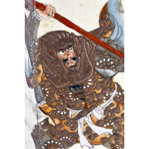 440 - A LARGE 19TH CENTURY JAPANESE MEIJI PERIOD SATSUMA STICK STAND painted with samurai. 58 cm high.