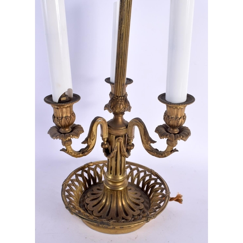 466 - A LARGE MID 19TH CENTURY FRENCH GILT BRONZE CANDLESTICK LAMP with acanthus capped base. 68 cm x 14 c... 