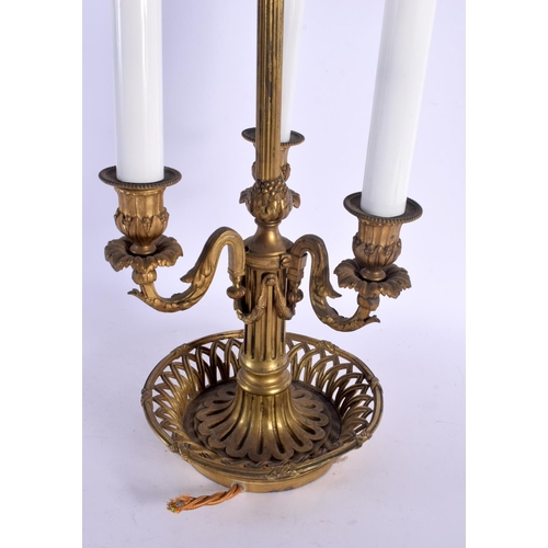 466 - A LARGE MID 19TH CENTURY FRENCH GILT BRONZE CANDLESTICK LAMP with acanthus capped base. 68 cm x 14 c... 