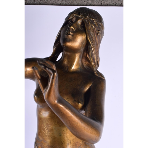 483 - French School (C1900) Bronze and onyx, Standing female. 75 cm x 15 cm.