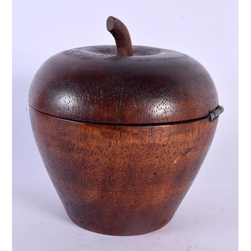 487 - A CONTEMPORY TREEN TEA CADDY. 12 cm x 10 cm.