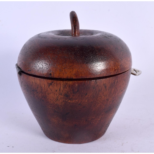 487 - A CONTEMPORY TREEN TEA CADDY. 12 cm x 10 cm.