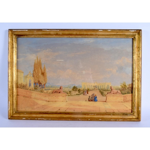 498 - European School (19th Century) Watercolour, Continental garden landscape, Ex Christies stencil & cha... 