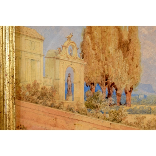 498 - European School (19th Century) Watercolour, Continental garden landscape, Ex Christies stencil & cha... 