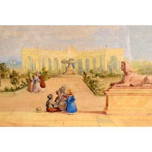 498 - European School (19th Century) Watercolour, Continental garden landscape, Ex Christies stencil & cha... 